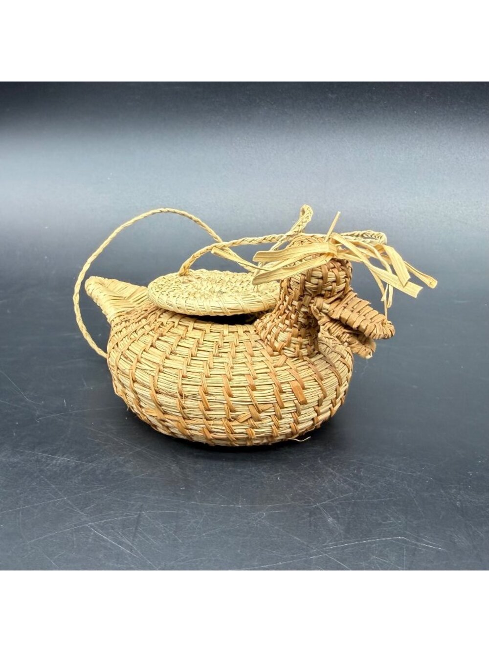 Duck Shaped Woven Mini Basket Hanging Boho Cottage Decor Earth Tone Lodge Cabin